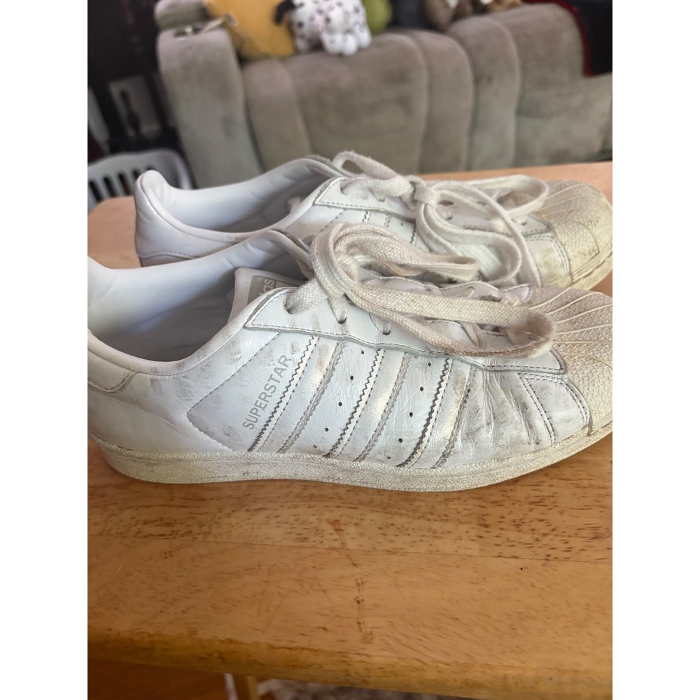Adidas Superstar Womens White Iridescent Silver Shell Toe Sneakers Size‎ 7.5